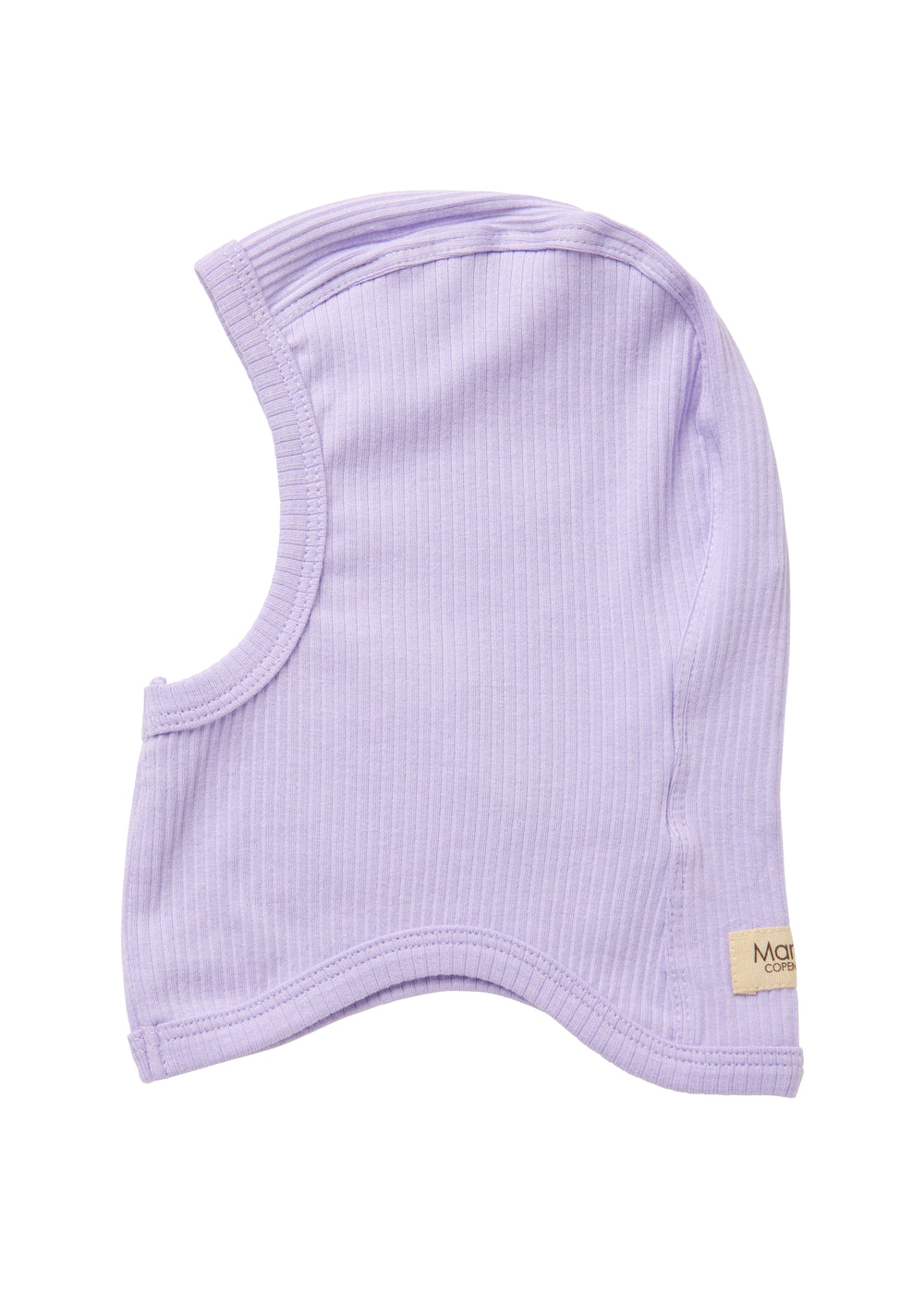 Ribstrikket elefanthue i lys lilla til børn