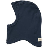 Ribstrikket navy blå elefanthue til børn