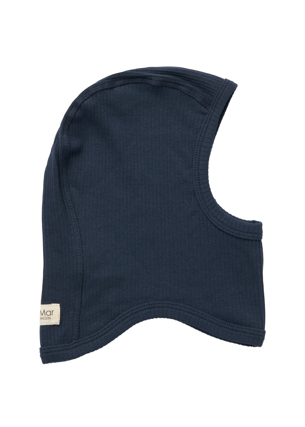 Ribstrikket navy blå elefanthue til børn