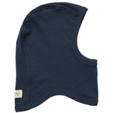 Ribstrikket navy blå elefanthue til børn