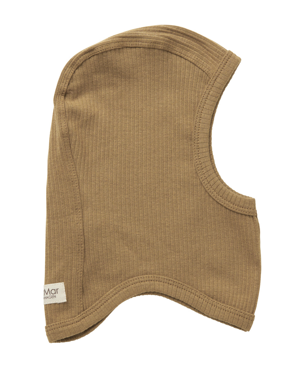 Ribstrikket brun elefanthue til børn