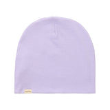 Ribstrikket lyse lilla børnehue med lille mærke