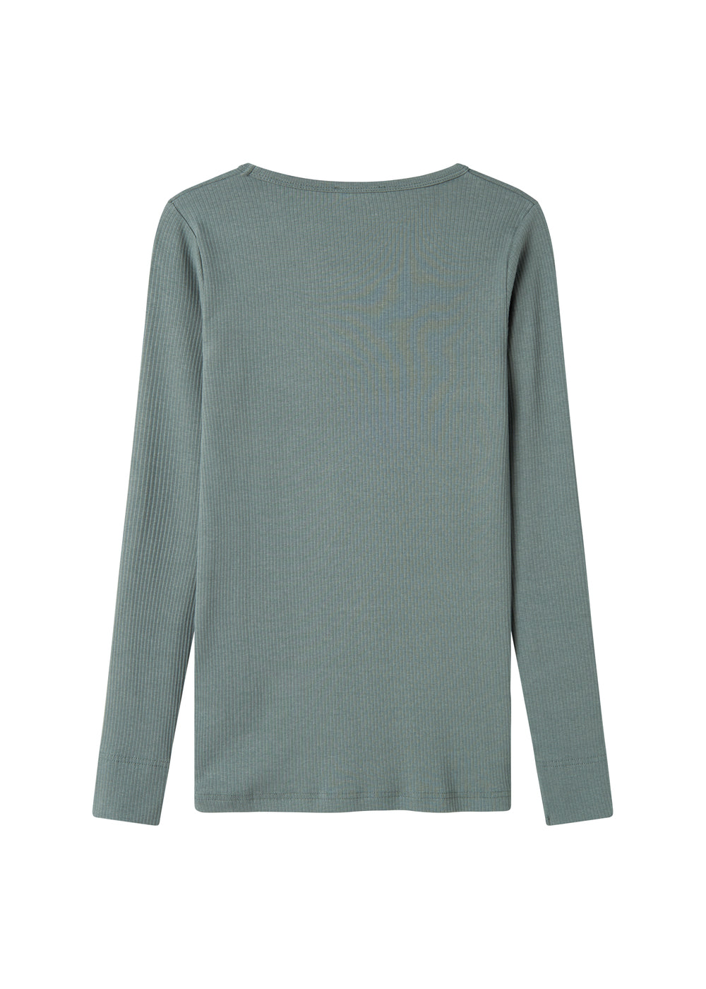 Grøn ribstrikket langærmet dame t-shirt