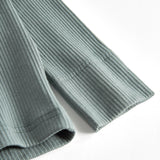 Grøn ribstrikket langærmet dame t-shirt