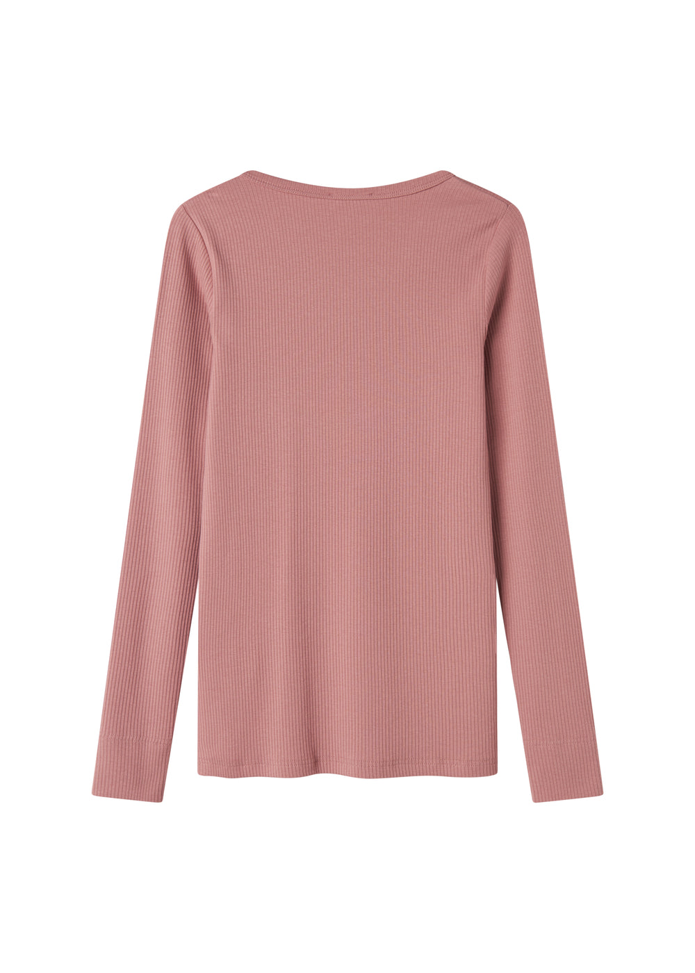 Lyserød ribstrikket langærmet dame t-shirt