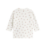 Langærmet bluse til nyfødte med slå-om-lukning og blomstermønster