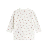 Langærmet bluse til nyfødte med slå-om-lukning og blomstermønster