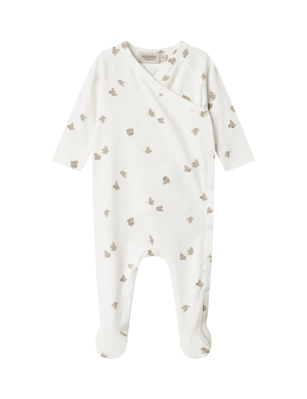 Baby jumpsuit with bird pattern and booties
