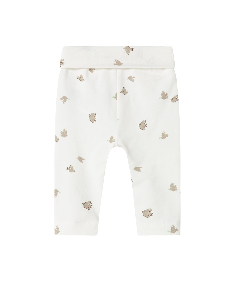 Bløde babybukser med fuglmønster