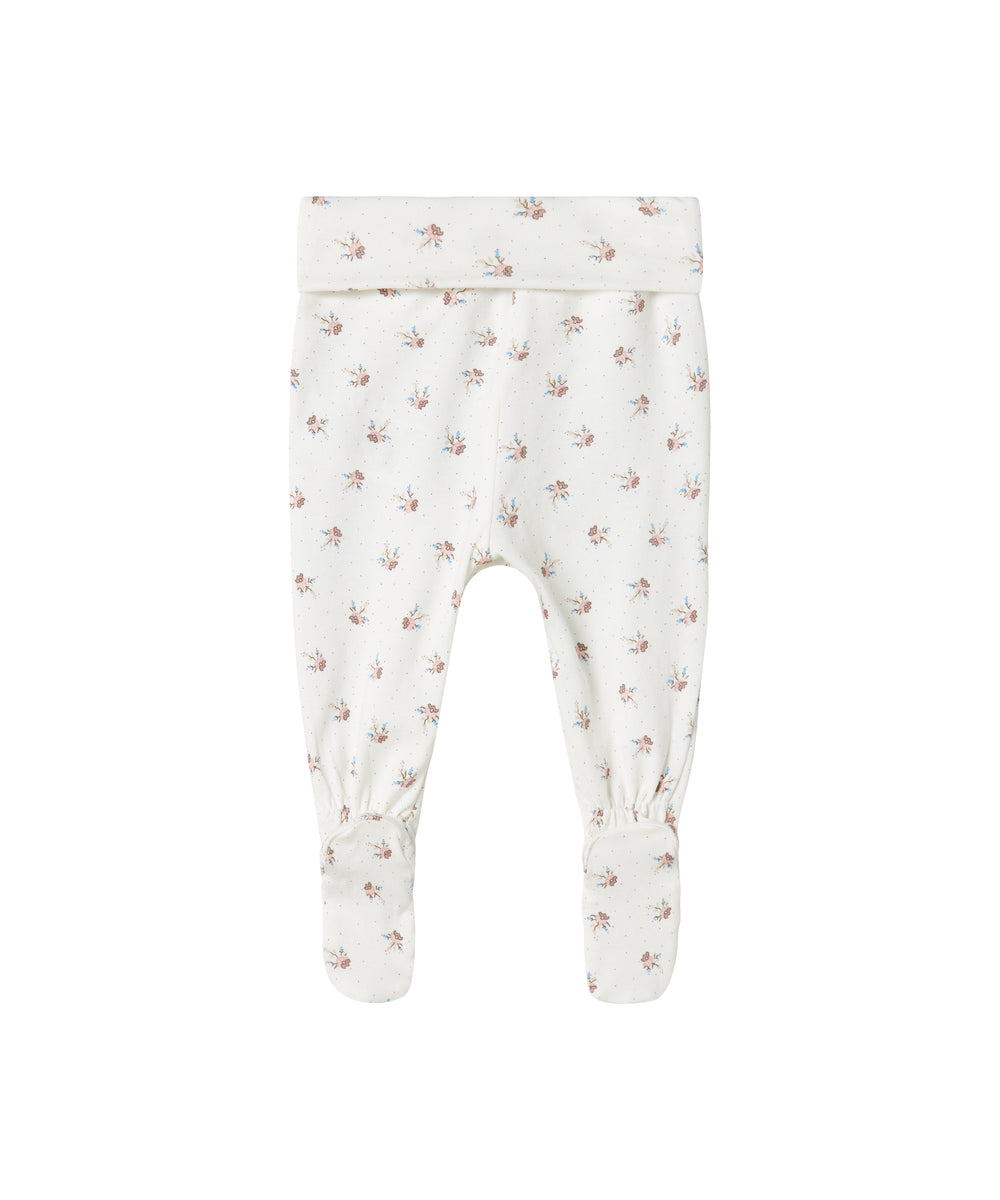 Bløde babybukser med blomstermønster og futter