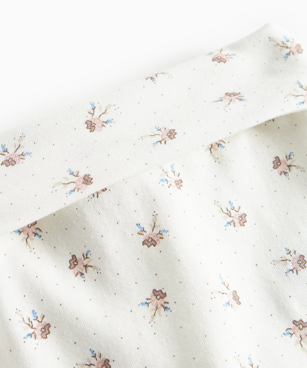 Bløde babybukser med blomstermønster og futter