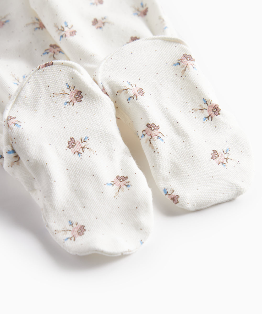 Bløde babybukser med blomstermønster og futter