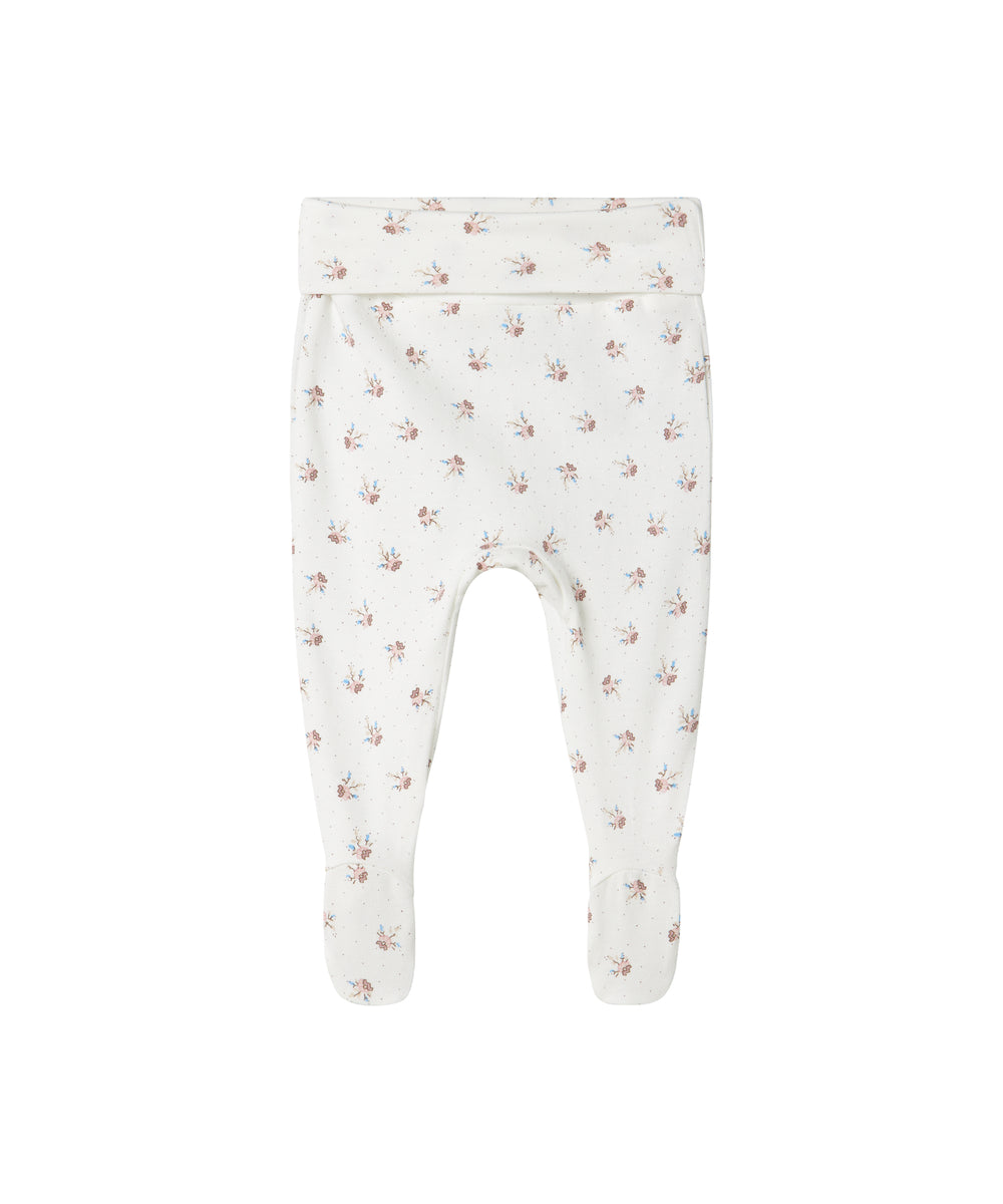 Bløde babybukser med blomstermønster og futter