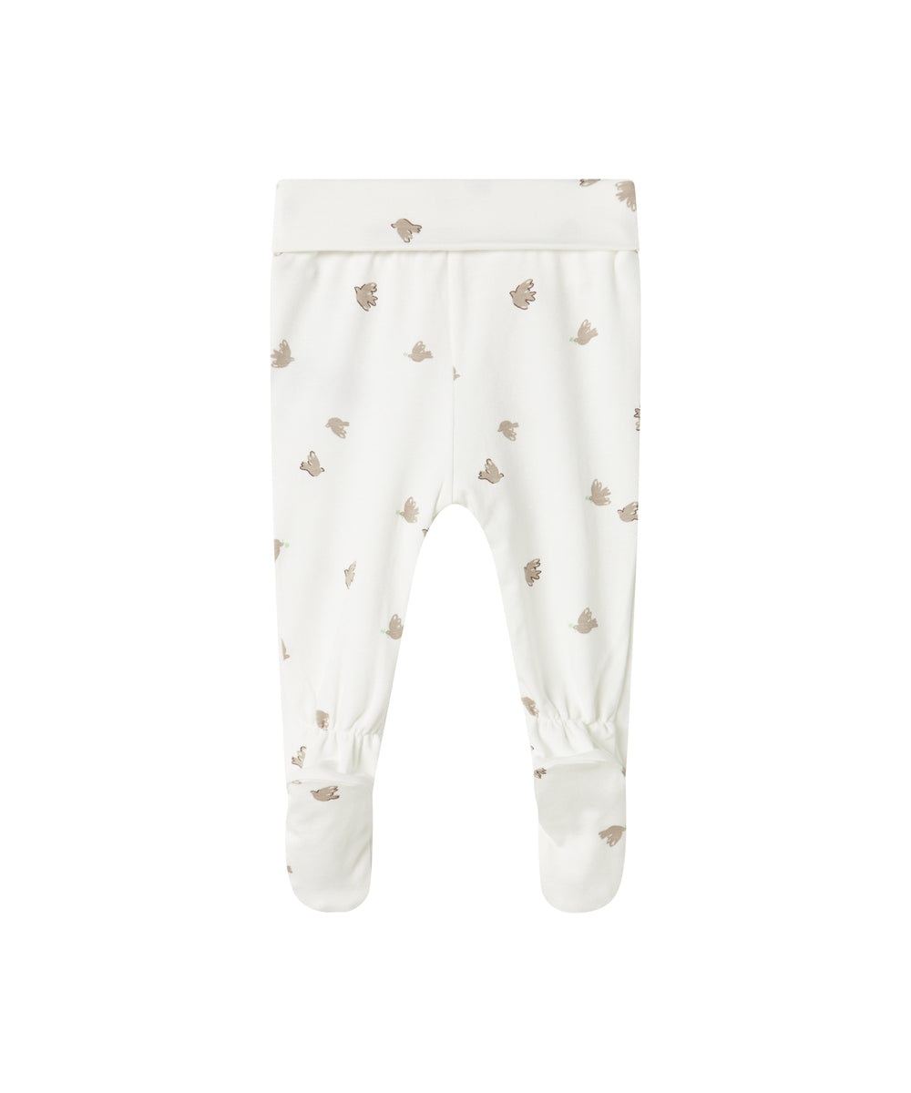 Bløde babybukser med fuglmønster