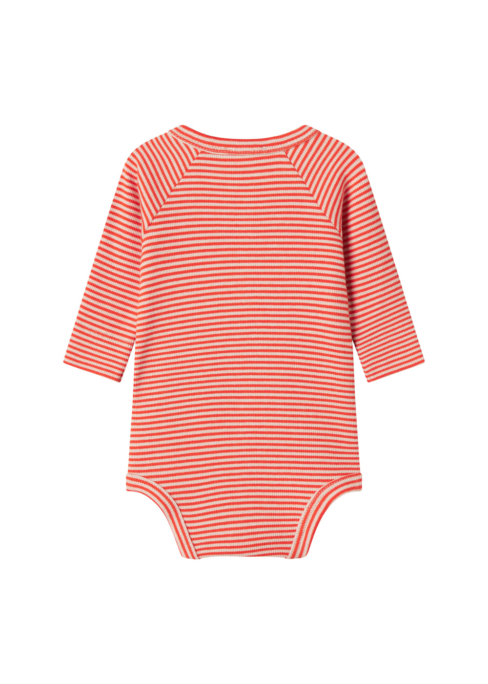Rød- og hvidstribet body til baby med lange ærmer og knapper foran