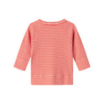 Rød- og hvidstribet cardigan til baby med knapper foran