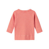 Rød- og hvidstribet cardigan til baby med knapper foran