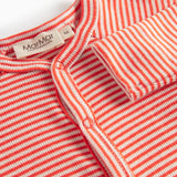 Rød- og hvidstribet cardigan til baby med knapper foran