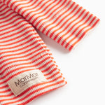 Rød- og hvidstribet cardigan til baby med knapper foran