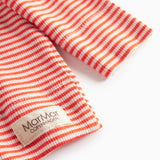 Rød- og hvidstribet cardigan til baby med knapper foran