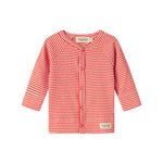 Rød- og hvidstribet cardigan til baby med knapper foran