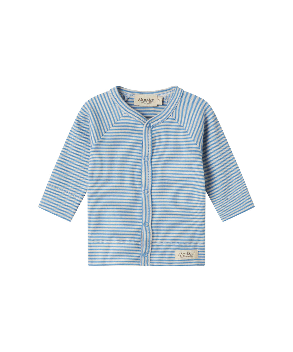 Blå- og hvidstribet cardigan til baby med knapper foran