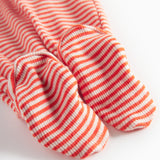 Rød og hvid stribede bukser til baby med fødder