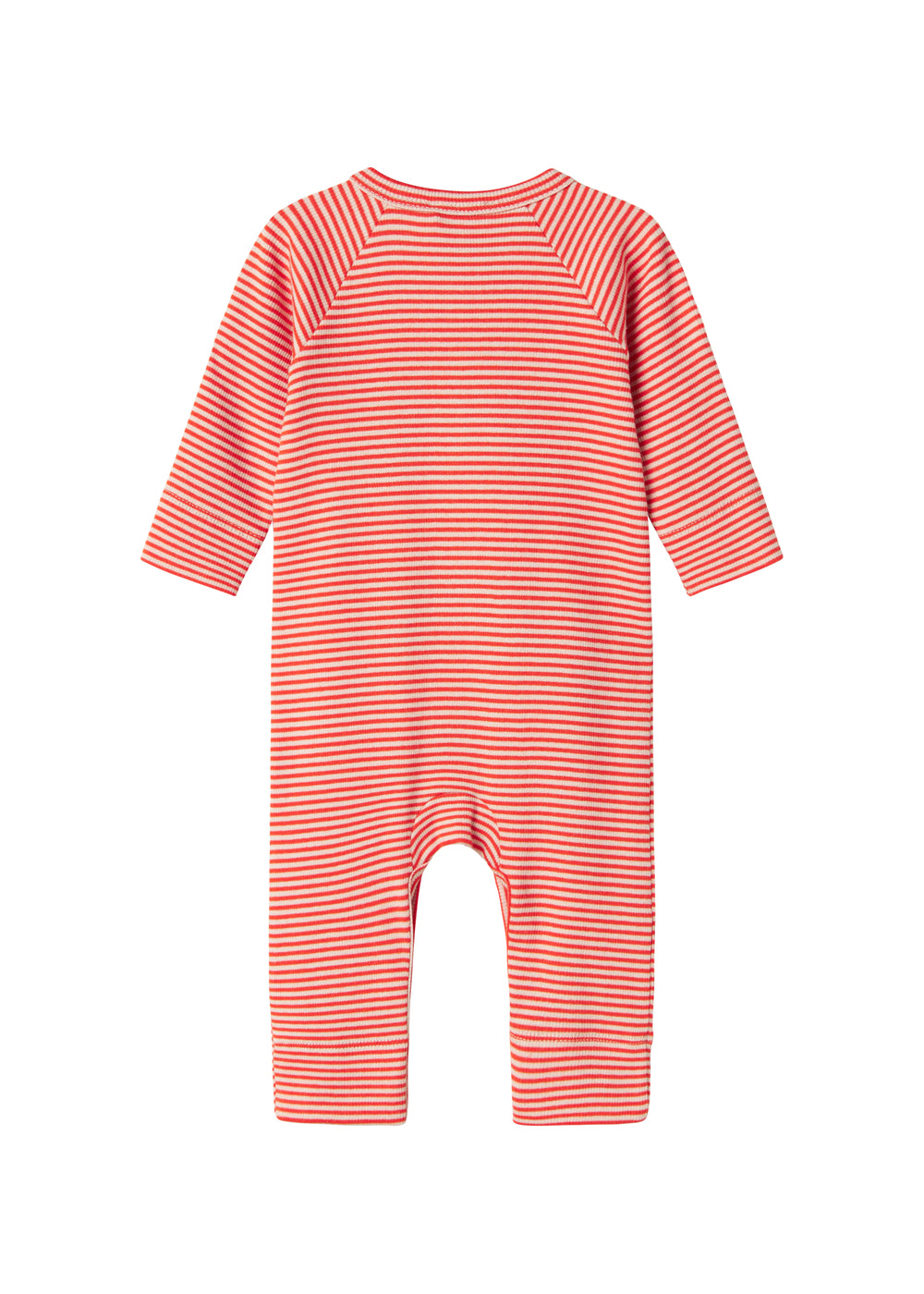 Rød og hvid stribet heldragt til baby med lange ærmer