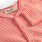 Rød og hvid stribet heldragt til baby med lange ærmer