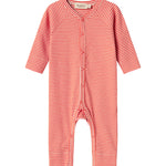 Rød og hvid stribet heldragt til baby med lange ærmer