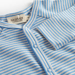 Blå og hvid stribet heldragt til baby med lange ærmer