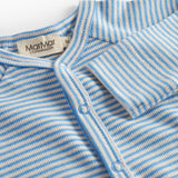 Blå og hvid stribet heldragt til baby med lange ærmer