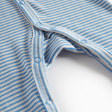 Blå og hvid stribet heldragt til baby med lange ærmer