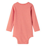 Rød og hvid stribet body med lange ærmer til baby