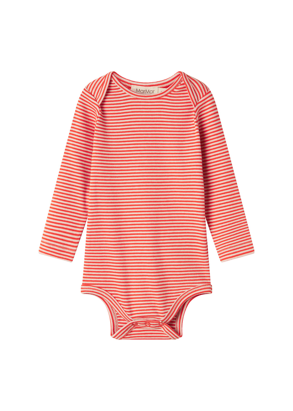 Rød og hvid stribet body med lange ærmer til baby