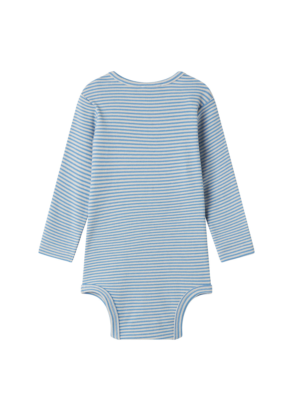 Blå og hvid stribet body til baby med lange ærmer