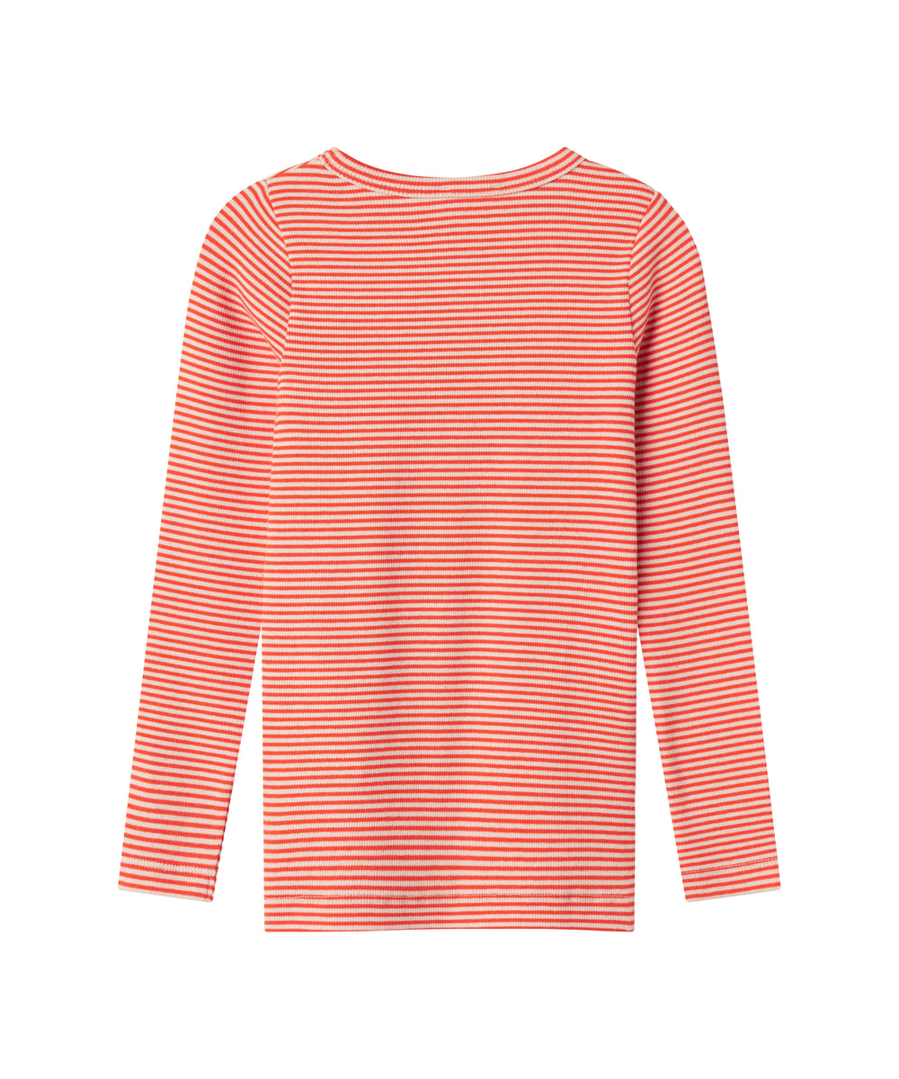 Rød og hvid stribet bluse med lange ærmer til børn