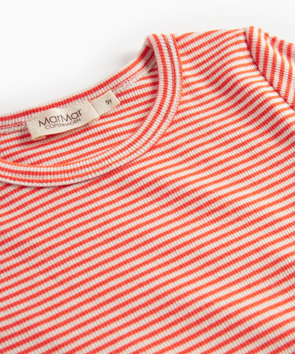 Rød og hvid stribet bluse med lange ærmer til børn