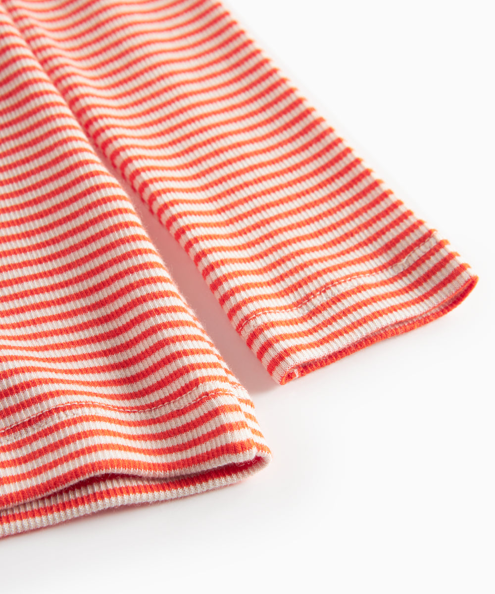 Rød og hvid stribet bluse med lange ærmer til børn