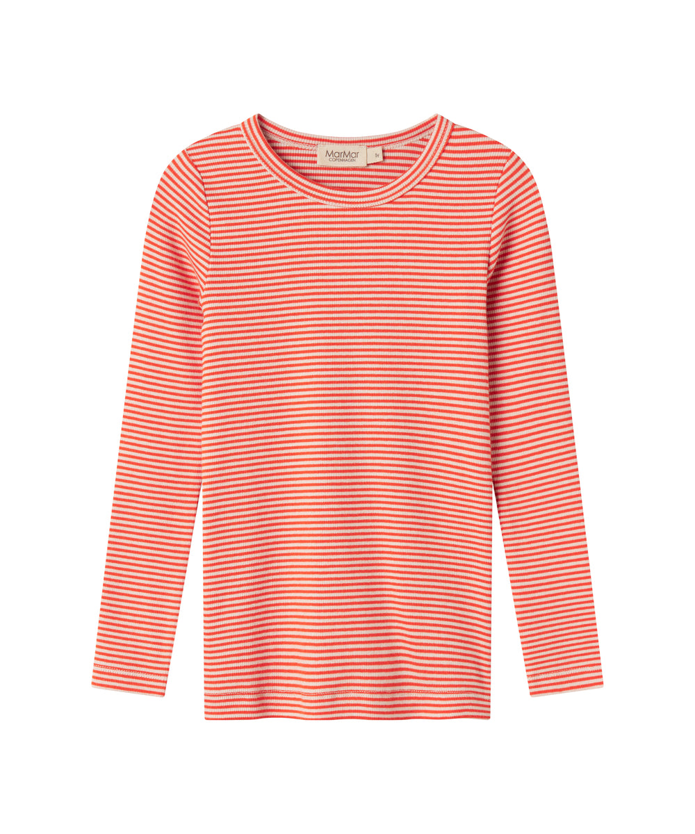 Rød og hvid stribet bluse med lange ærmer til børn