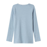 Blå og hvid stribet langærmet bluse til børn