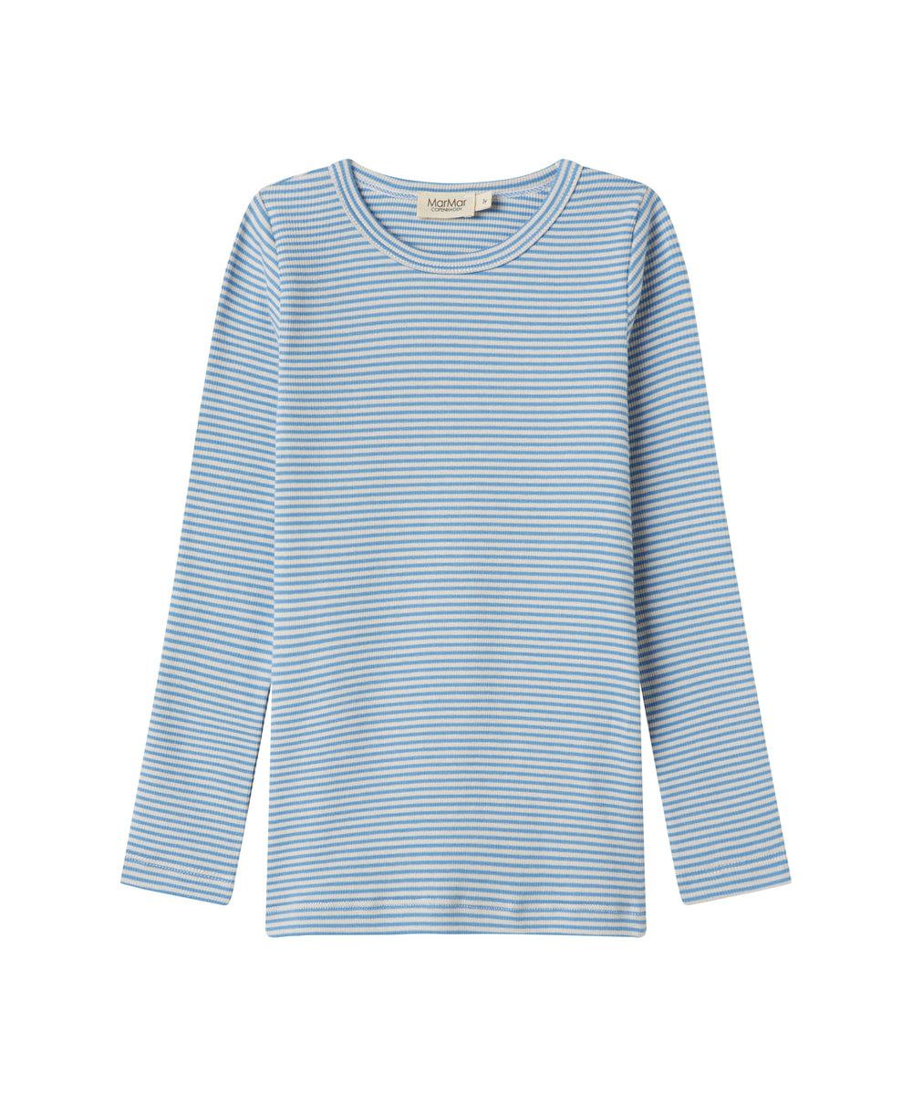 Blå og hvid stribet langærmet bluse til børn