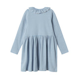 Blå og hvid stribet kjole med lange ærmer og knapper til børn