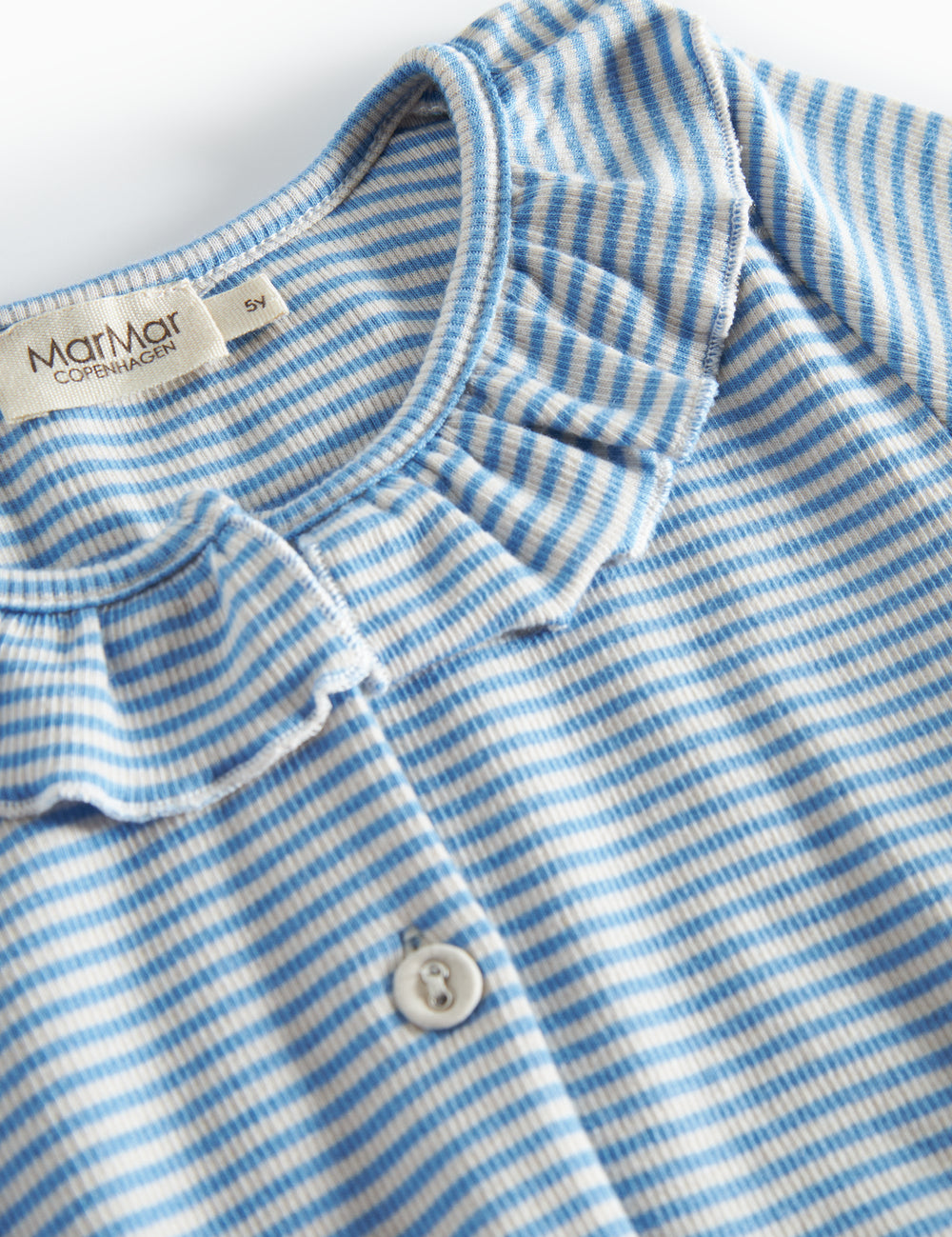 Blå og hvid stribet kjole med lange ærmer og knapper til børn