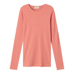 Rød og hvid stribet langærmet T-shirt til kvinder