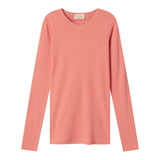 Rød og hvid stribet langærmet T-shirt til kvinder