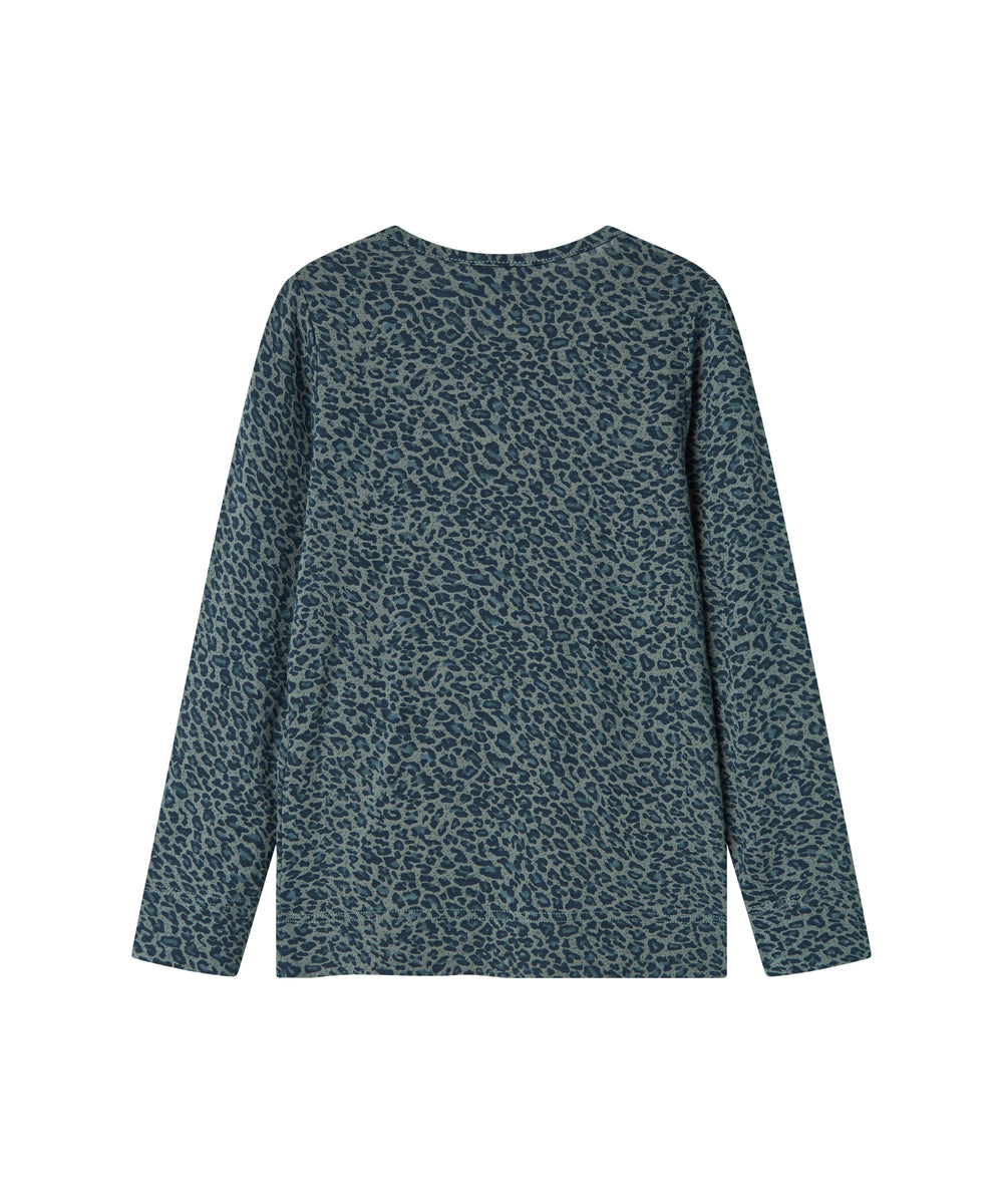 Grøn leopardmønstret t-shirt med lange ærmer til børn