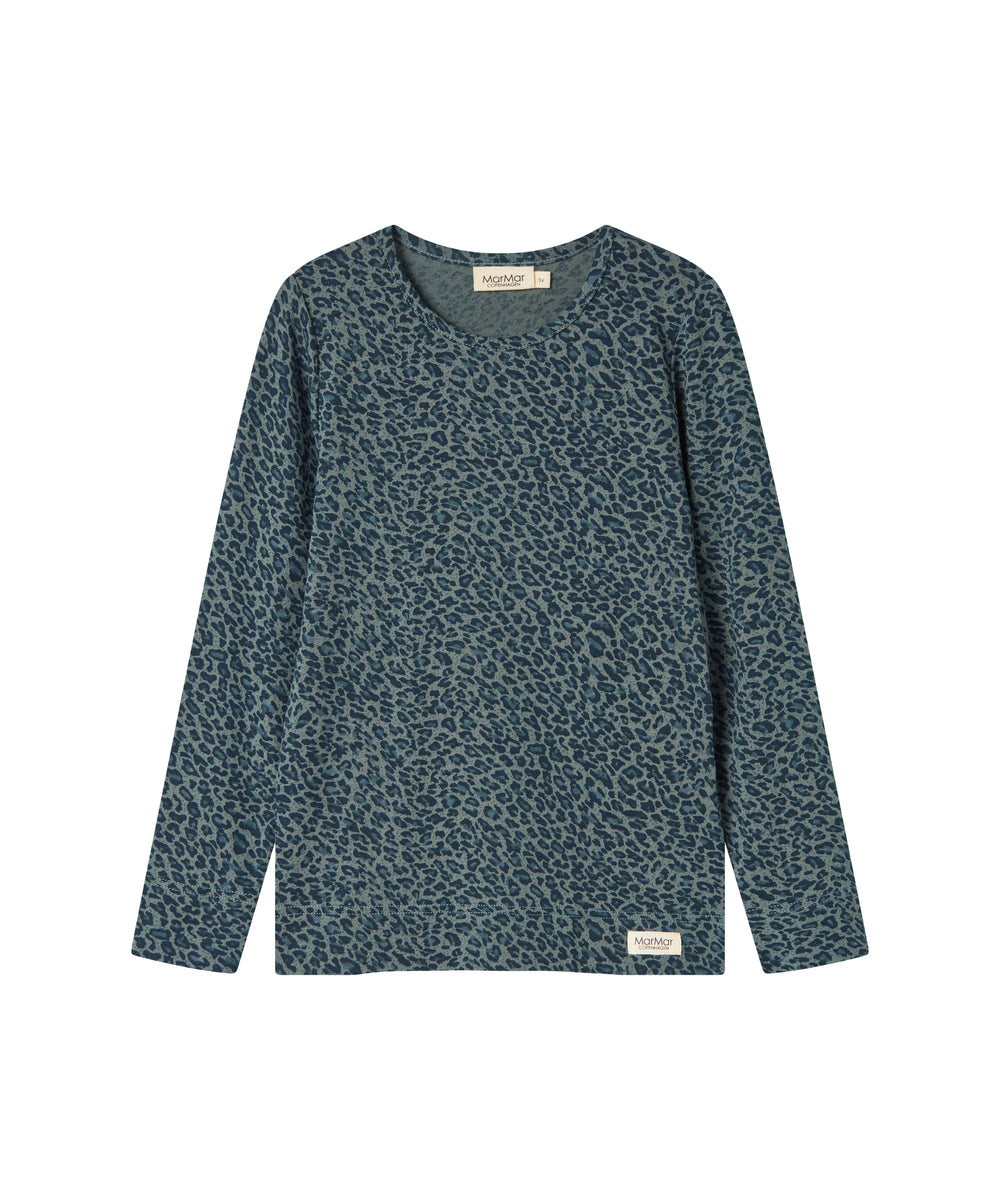 Grøn leopardmønstret t-shirt med lange ærmer til børn