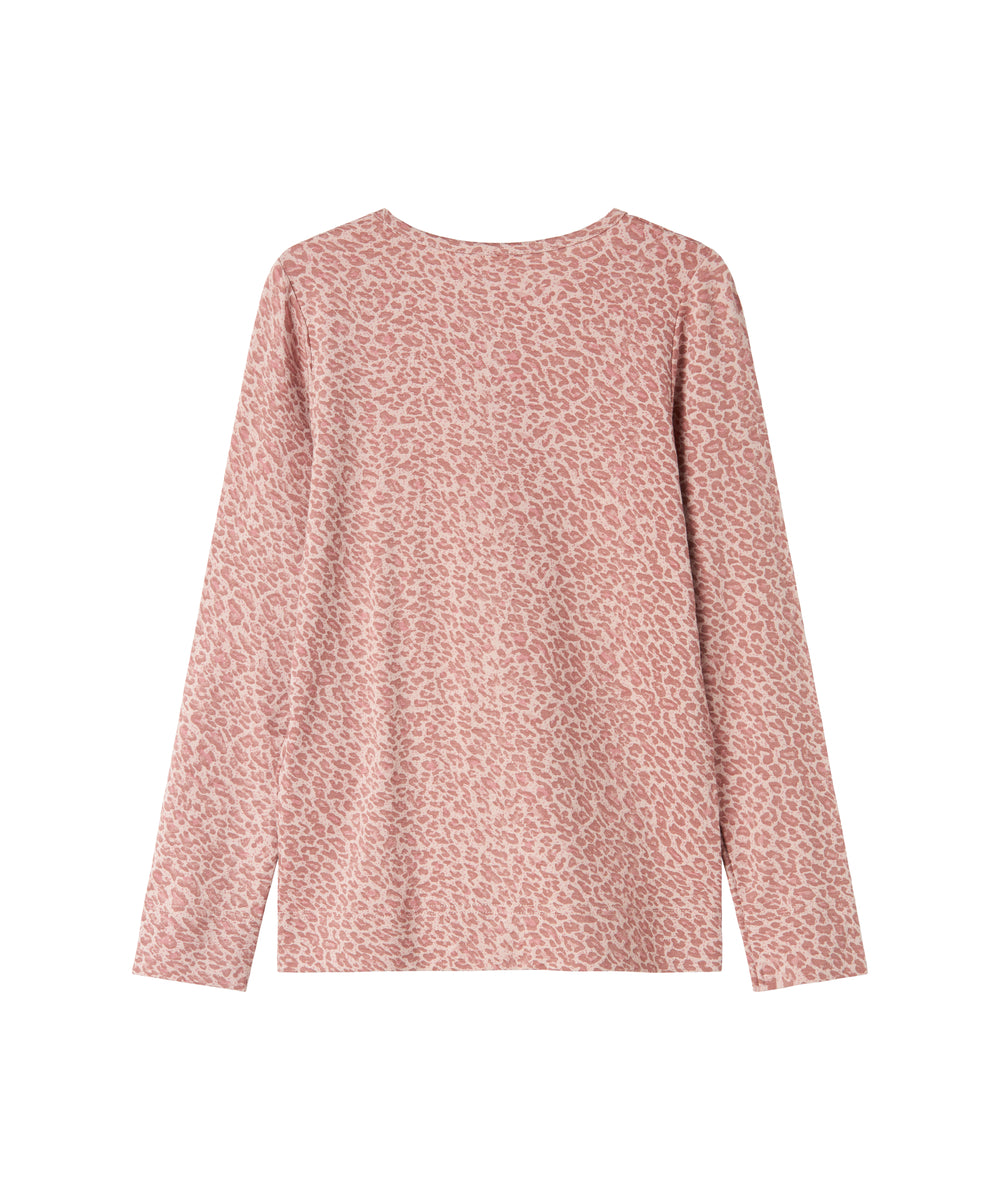 Lyserød leopardmønstret t-shirt med lange ærmer til børn