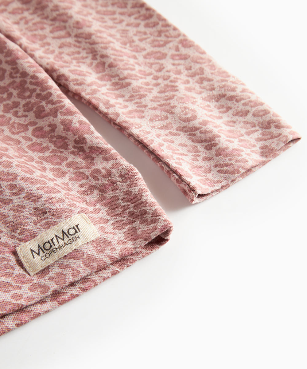 Lyserød leopardmønstret t-shirt med lange ærmer til børn